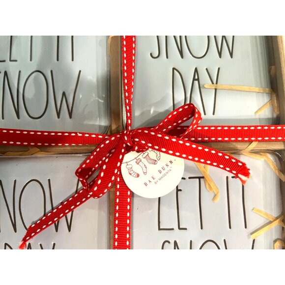 Rae Dunn "Let It Snow/Snow Day" Coaster Set Of 4 - Picture 2 of 8
